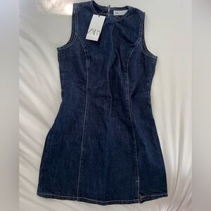Zara Women's Dark Denim Midi Dress